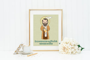 Saint Basil the Great poster print. St. Basil Wall Art. First Communion. Kids Room Prayer Poster. Catholic Poster. Baptism Gift. Basil Gift.