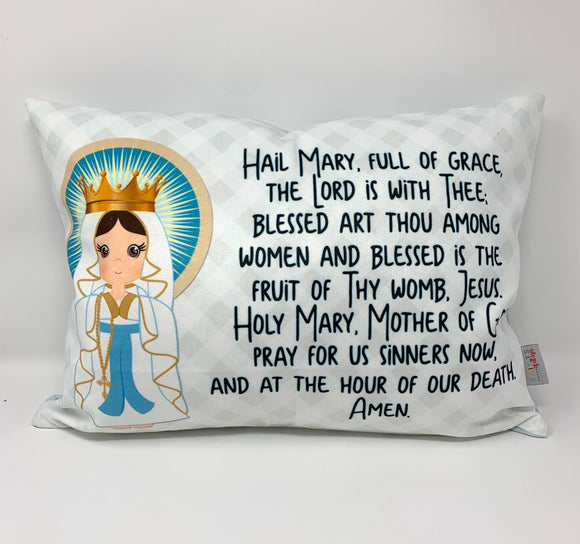Hail Mary pillow. Baptism Gift. Children's & Nursery Decor, Christian Catholic Gift. First Communion Gift. Hail Mary Gift. Prayer Pillow.