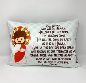 Our Father pillow. Baptism Gift. Children's pillow. Nursery Decor Christian Catholic Gift. First Communion Gift. Our Father Gift.