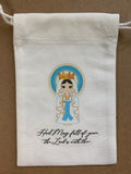 Hail Mary Full of Grace Canvas Rosary bag. All you Holy Men and Women Canvas Rosary bag. First communion. Rosary gift. Catholic Rosary Bag.