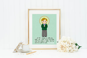 Saint Dominic Savio poster print. St. Dominic Savio Wall Art. First Communion. Kids Room Prayer Poster. Catholic Poster. Baptism Gift