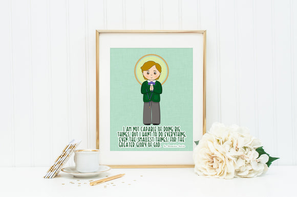 Saint Dominic Savio poster print. St. Dominic Savio Wall Art. First Communion. Kids Room Prayer Poster. Catholic Poster. Baptism Gift