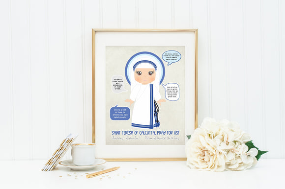 Mother Teresa of Calcutta quote print. Do small things Wall Art Poster. Nursery Art. Kids Room Print. Prayer Poster. Catholic Poster.