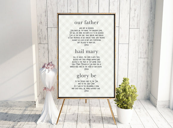 Our Father, Hail Mary & Glory Be Art Print. 24x36 Prayer Print Poster. Christian Wall Art Print. Kids Prayer Print. Farmhouse Prayer.