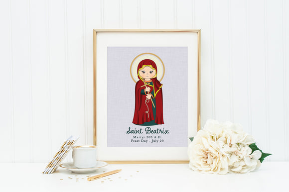 St. Beatrix poster print. Saint Beatrix Wall Art Poster. Nursery Art. Kids Room Print. Prayer Print Poster. Catholic Poster. Beatrix gift.