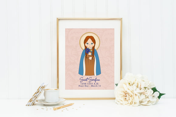 St. Serafina poster print. Saint Serafina Wall Art Poster. Nursery Art. Kids Room Print. Prayer Print Poster. Catholic Poster. Serafina gift