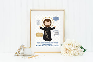 Saint Joseph of Cupertino prayer print. Saint Joseph Wall Art Poster. Nursery Prayer Print. Catholic Poster. Baptism Gift. St Joseph gift.