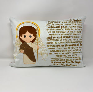 Saint Raphael pillow. Baptism Gift. Children's & Nursery Decor, Christian Catholic Gift. First Communion Gift. St. Raphael Gift.