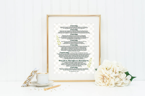 Lorica of Saint Patrick poster print. St. Patrick Wall Art Poster. First Communion. Kids Room Print. Prayer Poster. Catholic Poster. Baptism