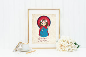 Saint Philomena poster print. Saint Philomena Wall Art Poster. Nursery Prayer Print. Catholic Poster. Baptism Gift. Philomena Feast Day.