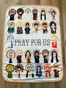 Pray for us Saints Ultra soft baby Blanket. Saints Prayer Blanket. 30x40” Catholic Saint Quote Blanket. Baptism Gift. Catholic