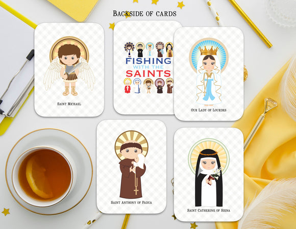 Fishing with the Saints Game Card Set. Set of 48 (12 saints) Saint Matching Game. First Communion Gift. Baptism Gift. Catholic Gift.