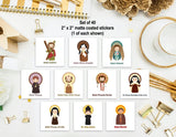 Set of 40 Saint Stickers SET 7. Kids Saint Stickers. First Communion Gift. Homeschooling. Catholic Gift. Catholic Stickers. Prayer Stickers.