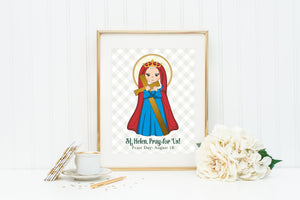 Saint Helen poster print. Saint Helen Wall Art Poster. Catholic Print. Baptism Gift. First Communion Gift. Saint Helen Gift. Helena gift