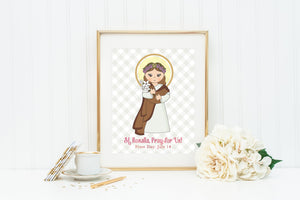 Saint Rosalia poster print. Saint Rosalia Wall Art. First Communion. Kids Room Prayer Poster. Baptism. Rosalia Gift. Rosalia Pray for us!