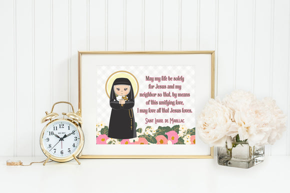 Saint Louise de Marillac prayer print. Saint Louise Wall Art Poster. Nursery Prayer Print. Catholic Poster. Baptism Gift. Saint Louise gift.