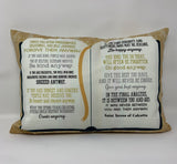 Mother Teresa pillow. People are often unreasonable pillow. First Communion Gift. Catholic Gift. Mother Teresa. Saint pillow. Baptism Gift