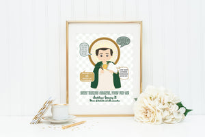 St Thomas Aquinas poster print. Saint Thomas Wall Art Poster. First Communion. Love takes up where knowledge leaves. Catholic Gift. Baptism.