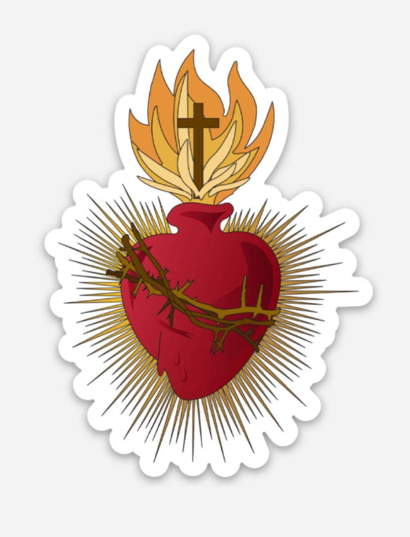 2.5” Vinyl Waterproof Sacred heart of Jesus Stickers. Sacred heart Water bottle Saint Sticker. Catholic decal. Sacred Heart Decal
