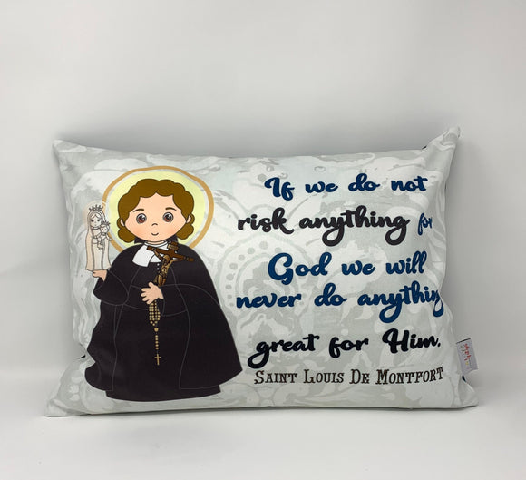 Saint Louis De Montfort pillow. Baptism Gift. Saint Louis De Montfort Gift. Catholic Gift. First Communion Gift. Saint Pillow