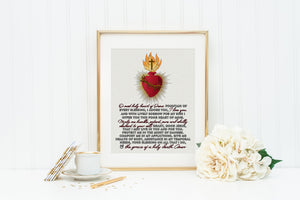 Sacred heart of Jesus poster print. Sacred heart of Jesus prayer Poster. First Communion. Prayer Poster. Catholic Poster. Baptism Gift