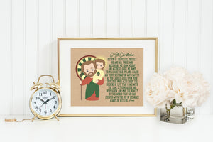 St. Christopher poster print. Saint Christopher Wall Art Poster. Nursery Art. Kids Room Print. Prayer Print Poster. Catholic Poster.