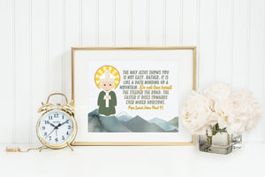 JPII poster print. John Paul II Wall Art Poster. Nursery Art. Kids Room. Prayer Print. Catholic. John Paul II Mountain Poster.