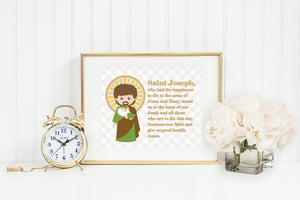 Saint Joseph prayer print. Saint Joseph Wall Art Poster. Nursery Prayer Print. Catholic Poster. Baptism Gift. Dear Saint Joseph Prayer.