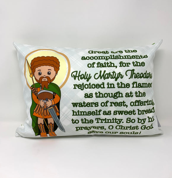 Saint Theodore pillow. Baptism Gift. Saint Theodore Prayer Pillow. Catholic Gift. First Communion Gift. Theodore gift. Theodore prayer