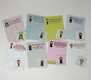 Set of 8 Assorted Saint Note Cards with Stickers and Envelopes. 8 Flat Saint Card Set. Catholic gift. First communion. Notecards and Sticker