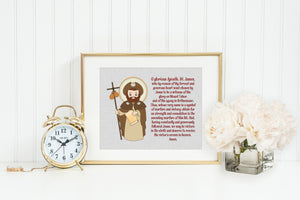 Saint James poster print. Saint James Wall Art. First Communion. Kids Room Prayer Poster. Baptism Gift. James Gift. James Pray for us!