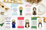 Set of 15 Saint Cards with quotes Set #3. Kid Saint Keychain set. First Communion. Baptism Catholic Gift. Saint Quotes on keychain. Easter.