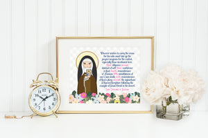 Saint Catherine of Bologna poster print. St Catherine Wall Art Poster. First Communion. Kids Room Prayer Poster. Catholic Poster. Baptism