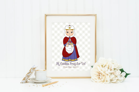 St. Casilda poster print. Saint Casilda Wall Art Poster. Nursery Art. Kids Print. Prayer Print Poster. Catholic Poster. Casilda gift.