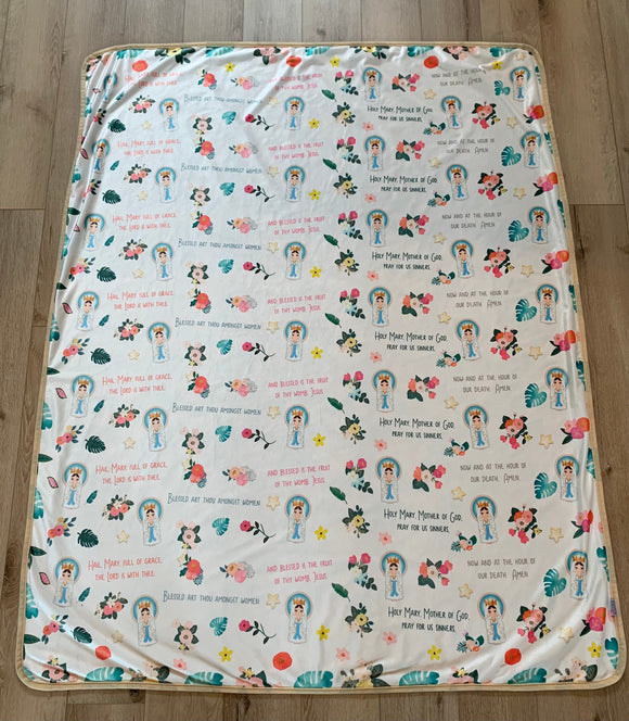 Hail Mary Prayer Ultra soft throw Blanket. Hail Mary Full of Grace Prayer Blanket. 50 x 60