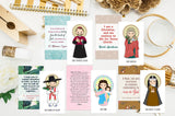Set of 15 Saint Cards with quotes Set #4. Kid Saint Keychain set. First Communion. Baptism Catholic Gift. Saint Quotes on keychain. Easter.