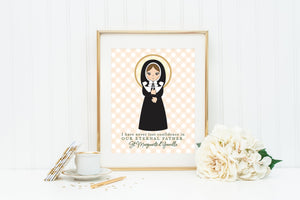 Saint Marguerite d’Youville poster print. St Marguerite Wall Art Poster. First Communion. Kids Room Prayer Poster. Catholic Baptism Gift