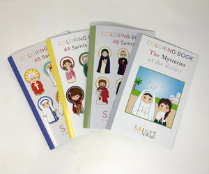 Set of 4 Catholic Kids Coloring Books. Catholic Saints Coloring Book Gift Set. Saint Coloring. First communion. Mass Bag. Rosary Coloring.