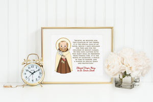 Saint Simon Stock poster print. St. Simon Stock Wall Art Poster. First Communion. Receive my beloved son. Catholic Gift. Baptism Gift.