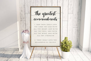 The Greatest Commandments Poster Print. Love the Lord your God. Love thy neighbor as yourself. Greatest commandments wall art.