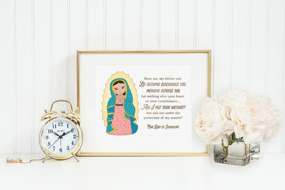 Our Lady of Guadalupe print. Mary Wall Art Poster. Nursery Art. Kids Prayer Print Poster. Catholic Poster. Baptism Gift. Guadalupe quote.