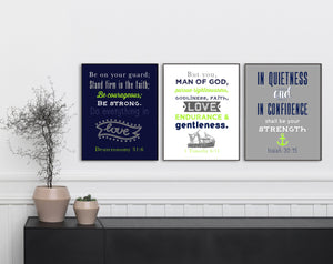 Boys Room Scripture Prints. Christian Wall Art Print. Anchor Kids Prayer Print. Farmhouse Prints. Nautical Art. Set of 3 Scripture Prints.