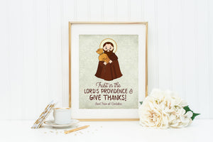 Saint Felix of Cantalice poster print. Felix of Cantalice Wall Art Poster. First Communion. Catholic Prayer Poster. Trust in the Lord's