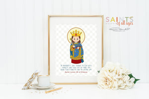 St. Louis IX of France poster print. Saint Louis Wall Art Poster. Nursery Art. Kids Room Print. Prayer Print Poster. Catholic Poster.