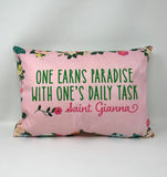 Saint Gianna pillow. One earns paradise with one's pillow. Saint pillow. Catholic Gift. Baptism Gift. First Communion Gift. St Gianna Gift.