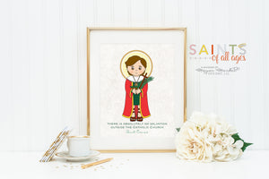 Saint Cosmas poster print. St. Cosmas Wall Art. First Communion. Kids Room Prayer Poster. Catholic Poster. Baptism Gift. Cosmas Gift.