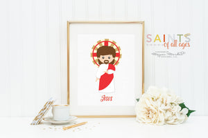 Jesus poster print. Children's Jesus Wall Art Poster. Nursery Art. Kids Room Print. Prayer Print Poster. Catholic Poster. Baptism Gift.