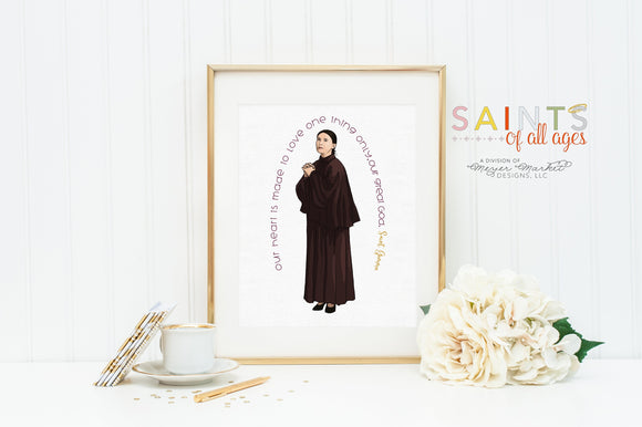 Saint Gemma poster print. Saint Gemma Wall Art Poster. First Communion. Saint Gemma Prayer Print. Catholic Prayer Poster. Kids Saints