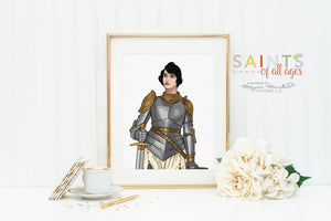 St Joan of Arc poster print. St. Joan of Arc Wall Art Poster Gift. First Communion. Joan of Arc Portrait Poster. Catholic Poster. Baptism