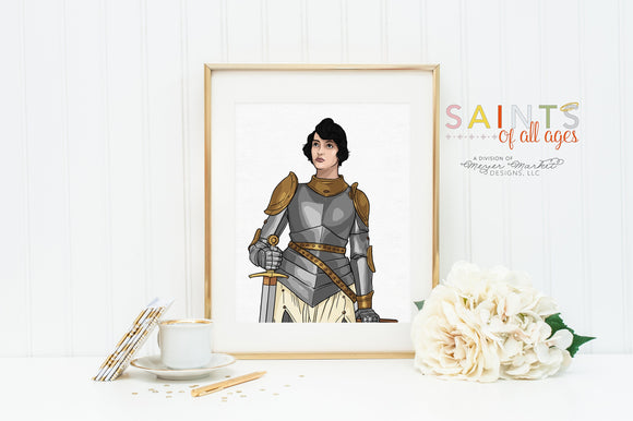 St Joan of Arc poster print. St. Joan of Arc Wall Art Poster Gift. First Communion. Joan of Arc Portrait Poster. Catholic Poster. Baptism